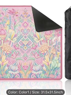Floral Pink Pattern Mahjong Mat NWOT